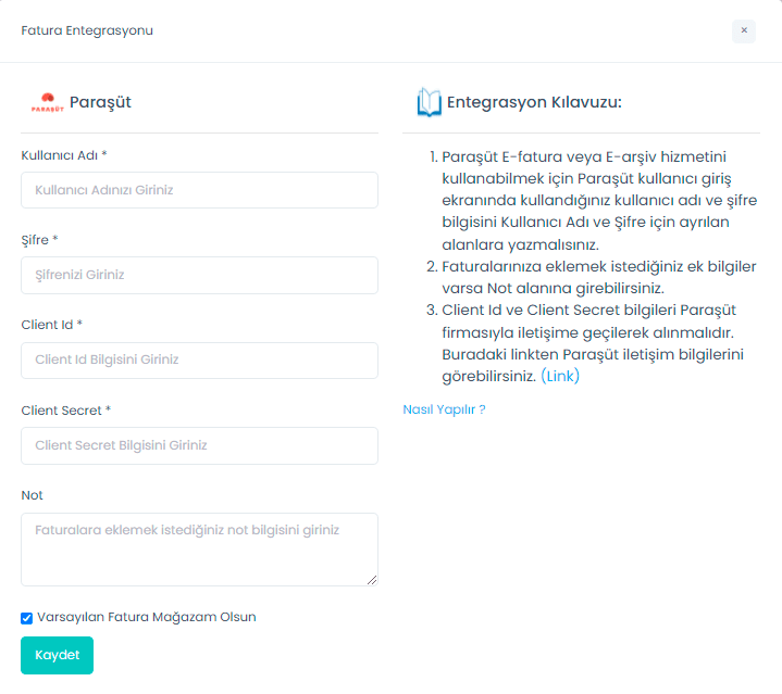 Paraşüt Entegrasyonu-min